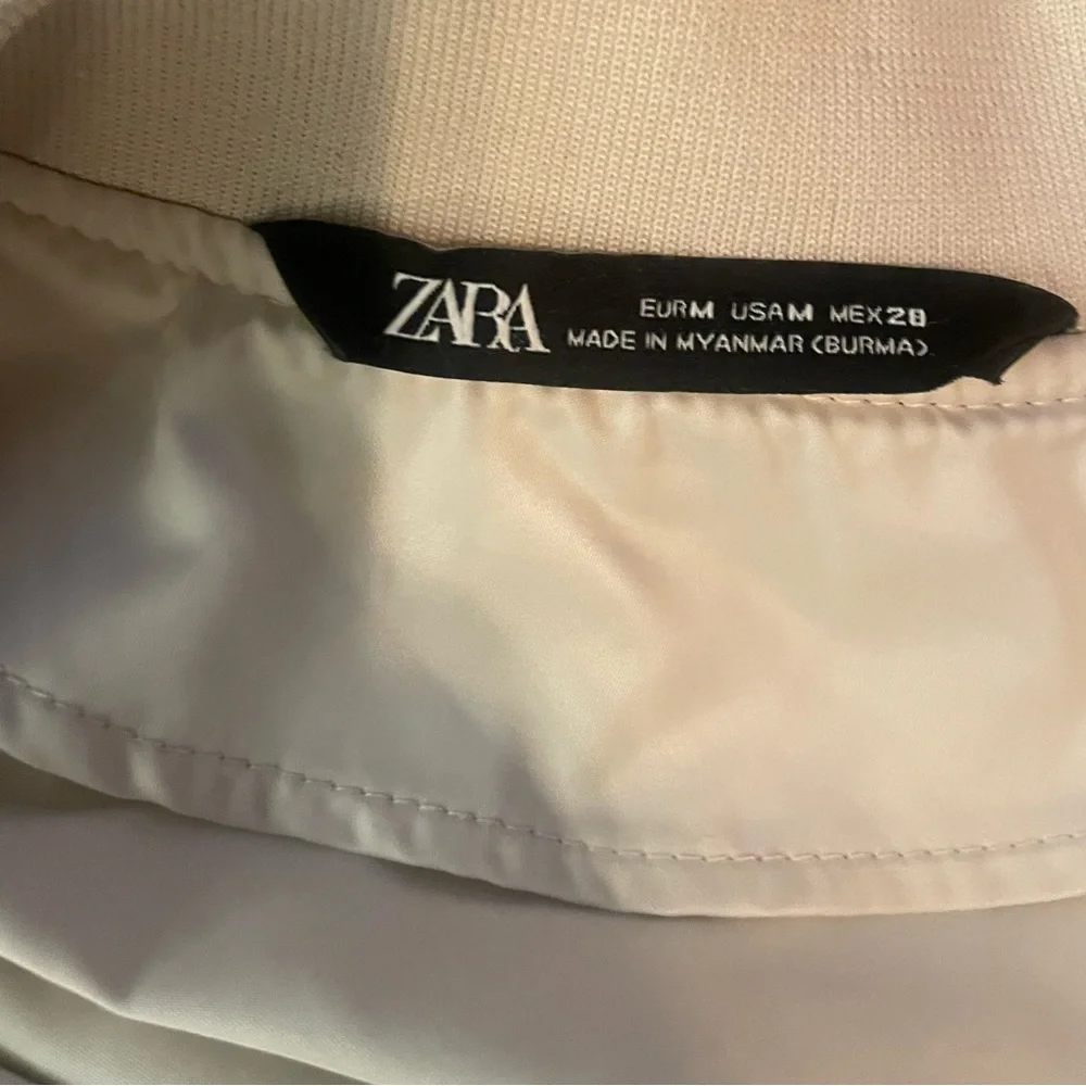 Zara Light Beige Cropped Bomber Jacket - Picture 3 of 4